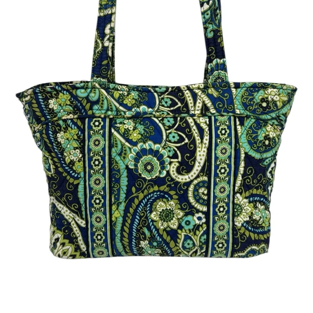 Vera Bradley Rhythm & Blues (Retired Pattern) Green Blue Floral Paisley Tote